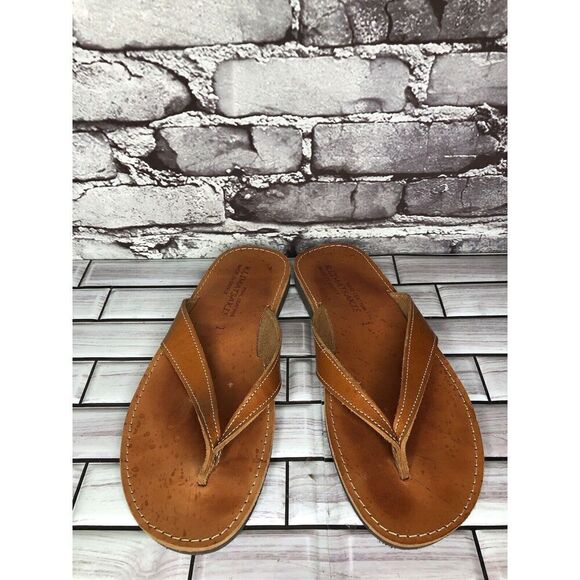 Klimatsakis Brown Leather Casual Flip Flops Greek Thong Sandals Women Sz 41EU - Picture 6 of 16